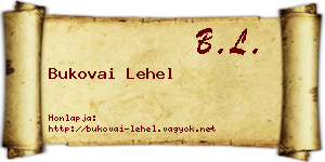 Bukovai Lehel névjegykártya